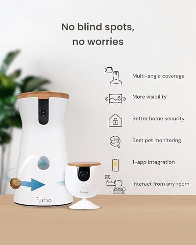 Furbo 360° Dog Camera + Mini [New Subscription Required at Setup] 2-Camera Bundle Nanny Subscription: Dog Safety & Home Security Alerts, Pet Camera with Speaker, Phone App & Night Vision thumbnail 5