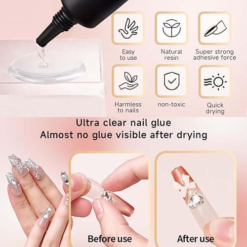 Gosojam Nail Glue 2-Pack – Fast-Drying, Long-Lasting Adhesive for Acrylic, Press-On & Gel Nails – Water-Resistant, No UV/LED Needed, 10g x 2 – Strong Bond, Gentle on Nails, Ideal for DIY & Salon Use thumbnail 3