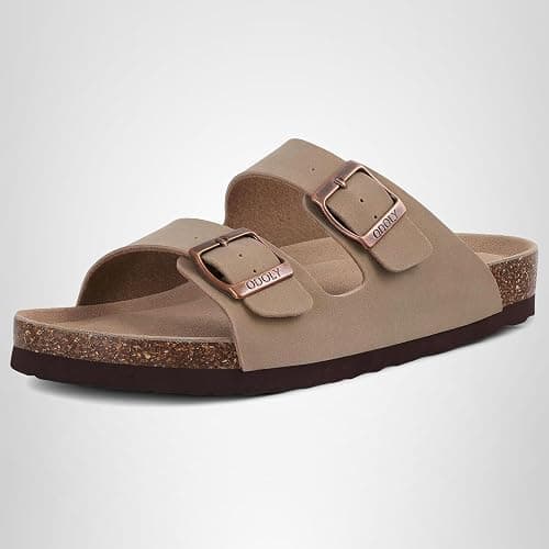ODOLY Unisex Cork Footbed Slide Sandal, Arch Support Summer Outdoor Sandals with Adjustable Buckle for Women and Men thumbnail 7