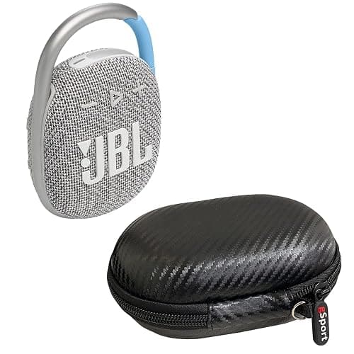 JBL Clip 4 Eco Waterproof Portable Bluetooth Speaker Bundle with gSport Carbon Fiber Case (White) - Image 1