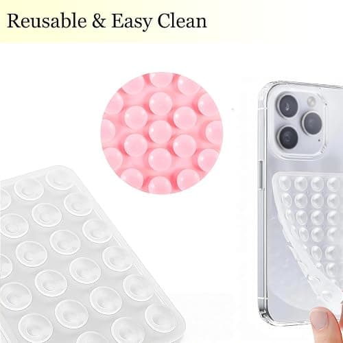 6 Pcs Silicone Double-Sided Suction Phone Reusable Detachable Mount | Sticky Phone Grip Hands-Free for Selfies & Videos,easy to remove and reposition Gift for Content Creator thumbnail 4