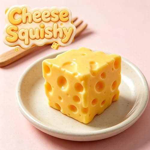 Cheese Squishy Stress Relief Original Sensory Food Squishy Stress Relief Fidget Toy Stress Balls for Adults (Yellow-1PC) thumbnail 6