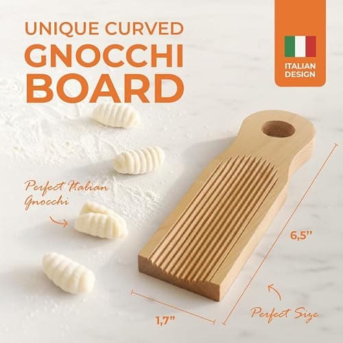KneadEat Unique Curved Gnocchi Board Paddle, Unique Curved Design for Handmaking Italian Gnocchi Pasta. Perfect Ridges that Form the Grooves on the Gnocchi. Easy to Use and Clean. Italian taste party. thumbnail 3