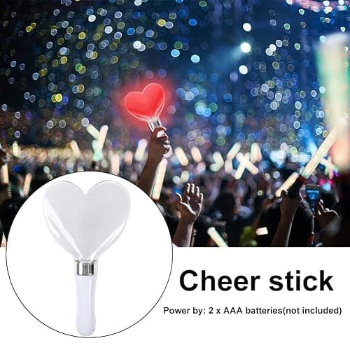 KASCLINO LED Concert Cheering Wand, 15 Color Heart Shaped Cheer Stick Party Flashing Light, Battery Powered Stick for Festivals Rave Birthday Concert Party Supplies(as Shown) thumbnail 4