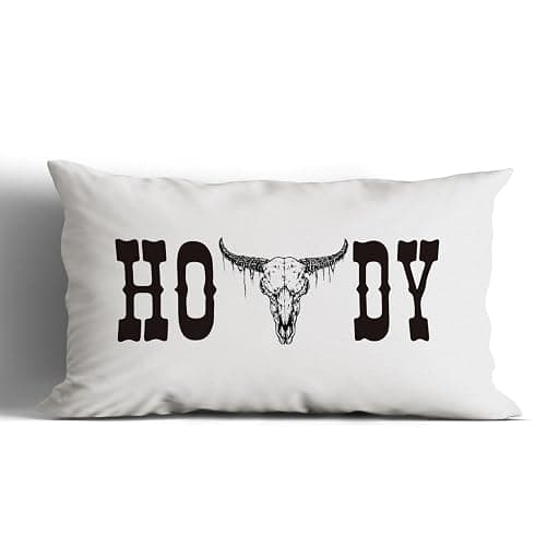 huester Western Pillow Covers 12x20, Western Throw Pillows Cases, Cow Skull Howdy Sign Pillows Decorative Throw Pillows Cover, Western Cow Bull Skull Home Bedroom Living Room House Decor - Image 1