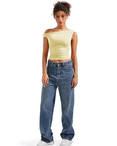 SUUKSESS Women Off Shoulder Tops Sleeveless Shirts Y2K Going Out Crop Tank Top thumbnail 6