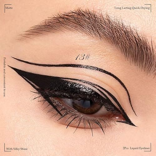evpct 2Pcs White Black Liquid Eyeliner Set Waterproof White Eye Liners for Women Eyes Wing Eyeliner Stamps Shapes Colored Eyeliner delineador de ojos a prueba de agua contra el agua blanco para ojos - 2 Count (Pack of 1) - 2Pcs Set01- Black & White Matte thumbnail 5