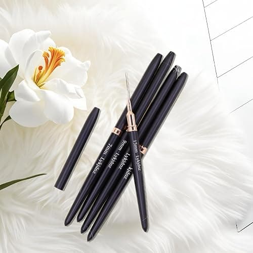 5pcs Nail Art Liner Brushes, Liner Brush For Nails Gel, Painting Art Design Brush Set Nail Dotting Drawing Tool For Long Lines, Thin Details, Fine Drawing Sizes 7/9/11/15/25mm（Black） thumbnail 7