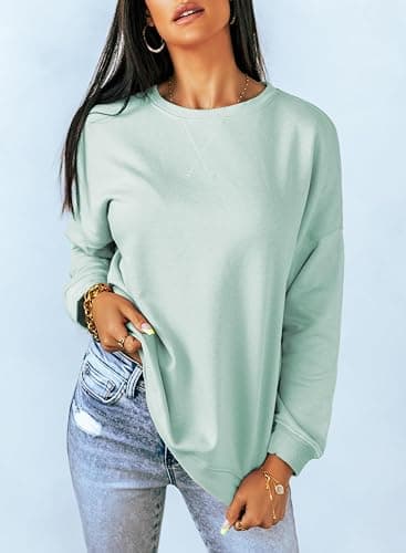 Dokotoo Women's Casual Crew Neck Sweatshirt Loose Soft Long Sleeve Pullover Tops thumbnail 3