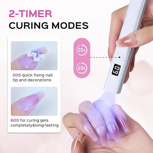 Hoonyn Handheld UV Light for Gel Nails, 5W LED Nail Lamp, Portable Mini Nail Dryer with Stand & LCD Screen, Nail Lamp for Fast Curing (White) thumbnail 5