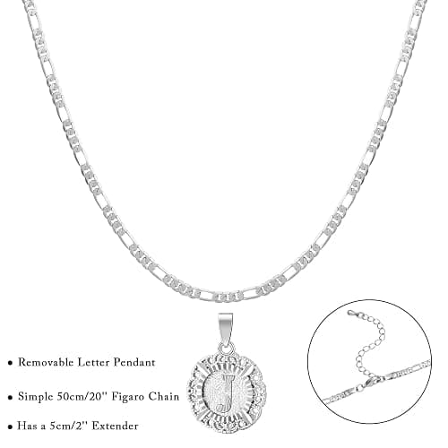 KissYan Initial Necklaces for Women, 14K Gold Plated Round Letter Pendant Capital Monogram Necklace Alphabets from A-Z Figaro Chain Jewelry thumbnail 7