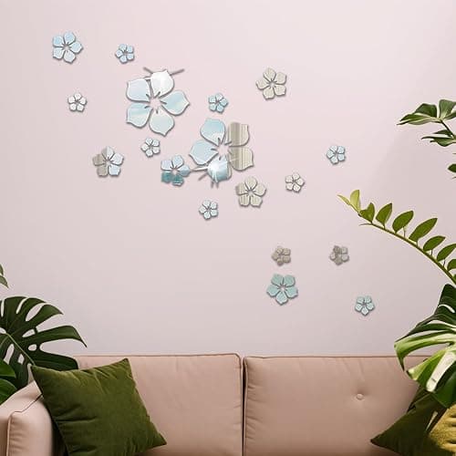 Kirschblüte Wandaufkleber Dreidimensionale Wandaufkleber aus Acryl Aufkleber Kunst Wandaufkleber Selbstklebende Spiegelfliesen-Abziehbilder Schlafzimmer Badezimmer Wohnbereich Dekorationen thumbnail 2