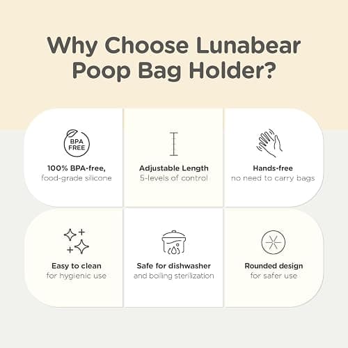 Lunabear Dog Poop Bag Holder for Leash, Hands-Free Waste Bag Carrier with Carabiner Clip, Portable Pet Waste Bag Holder for Dog Walking, Running, Hiking, Bicycle (Ivory) thumbnail 5