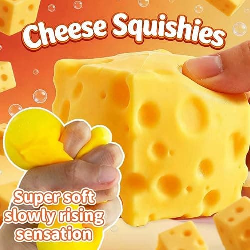 Yellow Cheeses Squeeze Toy, Easter Basket Stuffers for Kids Teens, Soft Simulation Food Squeeze Toy, Cute Desk Decor, Birthday Gift for Girls Boys, Office Classroom Fidget Pack thumbnail 5