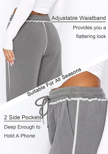 DISCIPBUSH Track Pants Women Sweatpants Soft Jogging Straight Pajama Sweats Wide Leg Sweatpants Women Lounge Pants Joggers thumbnail 8