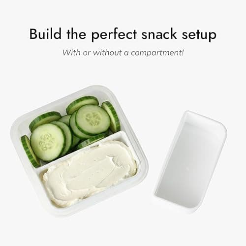 carrotez 2 Compartment Small Snack Containers, Mini Snack Containers for Mini Fridge, Small Divided Food Storage Containers, Airtight Lids, Reusable, 1.1 cup, 2 PACK thumbnail 4