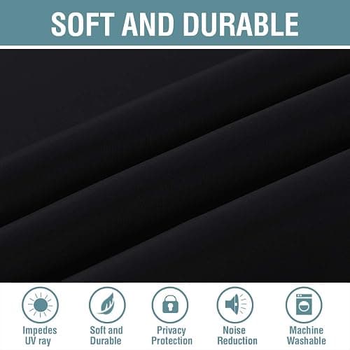 H.VERSAILTEX 100% Blackout Curtains for Bedroom Black Out Curtains 96 inch Thermal Insulated Long Blackout Curtains for Living Room, Energy Saving Curtains for Patio Door Grommet (1 Panel, Jet Black) thumbnail 5