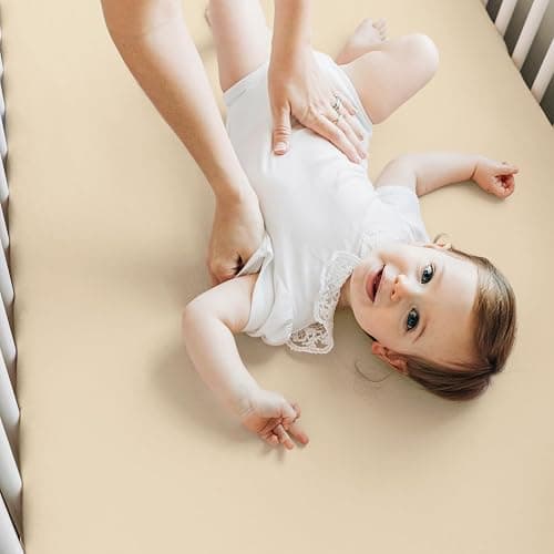 2-Pack Crib Sheets for Boys, Girls - Viscose Derived from Bamboo Fitted Crib Sheet, Baby Crib Sheets Neutral, Crib Mattress Sheet, Toddler Bed Sheets, Baby Sheets for Crib Fitted Sheets(Khaki) - Khaki thumbnail 9