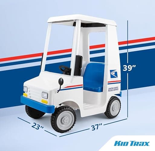 Kid Trax 6V USPS Mail Truck Ride-On Toy, Ages 3-5, Max Weight 60 lb, Includes Mailbox, Play Envelopes, Working Headlights/Horn, FM Radio/MP3 Input thumbnail 2