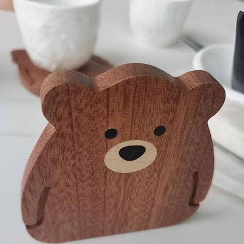 Wood Coasters for Drinks Absorbent, Handmade by Multiple Wood Inlays—Sapele Wooden Coaster Sets for Coffee Table Dining Table Wooden Table Coasters for Desk, Farmhouse, Office, Bar,Set of 6 thumbnail 8