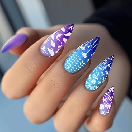PH PandaHall 3pcs Ocean Life Nail Art Templates, Seaside Marine Life Nail Stamping Plate Beach Sea Shell Art Stencils Stainless Steel Image Plates for Women Summer Nail Design Print Manicure Salon thumbnail 4