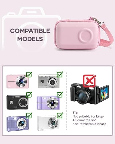 SQERO Digital Camera Case for KODAK PIXPRO FZ45 FZ55 & CAMKORY 1080P - Compact Travel Bag with 3 SD Card Slots,Small Lightweight Pouch, Cute Gifts for Adults Kids thumbnail 2
