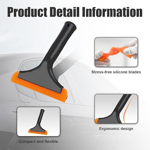 Ziciner Small Silicone Window Squeegee, Car Windshield Water Blade Squeegee, Multifunctional Auto Squeegee with 5.9 Inch Blade and Non-Slip Handle for Car Window, Mirror, Home Cleaning (Black) thumbnail 4