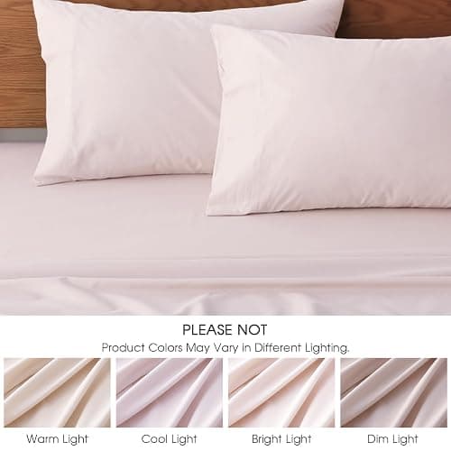 HYPREST Extra Deep Pocket Queen Sheet Sets Fits 18"-24" in Deep Mattress -100% Cotton Queen Sheet Set,Pink Hotel Luxury Soft Wrinkle Free Cooling Sheet Sets for Queen Bed Deep Pocket thumbnail 7