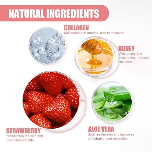 Honey Lip Balm, Strawbemy Apple Watermelon Cherries, Coconuts, Peaches, Grapes, Mint Lip Mask, Moisturizing Lip Sleeping Mask, Hydrate Repair Prevent Dry Cracked Lip (9 Flavors) thumbnail 3