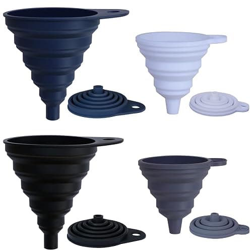 KongNai Silicone Kitchen Funnel Set of 4 | Funnels for Kitchen Use, Food Grade Silicone Funnel,Ccollapsible Funnel Different Size Large and Small - Image 1