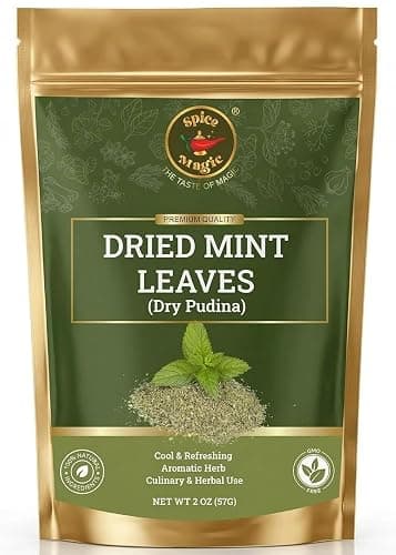 Spice Magic Dried Mint Leaves (Peppermint) 2oz (57g) Cut & Sifted | All-Natural Herb | Perfect for Teas, Salads, Sauces & Middle Eastern Dishes | 100% Natural, Vegan, Non-GMO I No Stems - Image 1