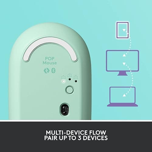 Logitech POP Mouse, Wireless Mouse with Customizable Emojis, SilentTouch Technology, Precision/Speed Scroll, Compact Design, Bluetooth, Multi-Device, OS Compatible - Daydream Mint - Daydream Mint - Mouse thumbnail 8