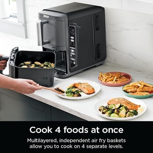 Ninja DoubleStack XL Smart Air Fryer, 10 Qt/9.5L, 6-in-1, Grey, SL451C | Air fry, broil, roast, bake, reheat, dehydrate, Smart Cook thermometer, Cooks 4 foods at once thumbnail 6