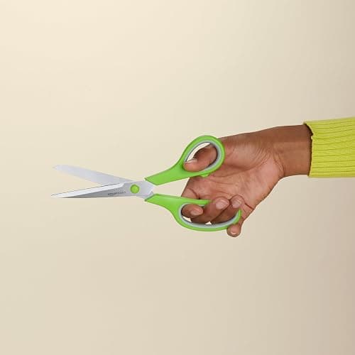 Amazon Basics Stainless Steel Scissors for Office, Crafts, Multipurpose, Sharp, Comfort Grip, PVD Coated, 3 Pack, Multicolor thumbnail 2