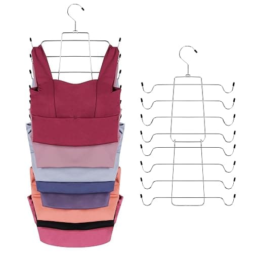 ZEDODIER 2 Pack Tank Top Hanger, Space Saving Bra Hanger, Non-Slip Hanging Sport Bras Holder, Closet Organizers and Storage for Camisoles Tank Tops Bras Ties Swimsuits Strappy Dress, Silver - 2 Pack - Silver - Image 1