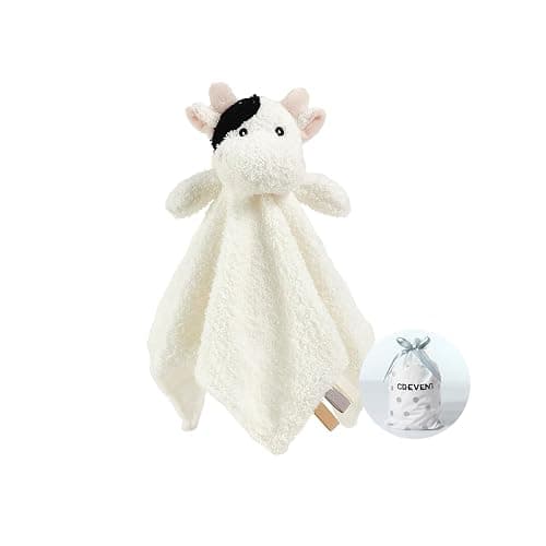 CREVENT Cozy Plush Baby Security Blanket, Loveys for Baby Girls and Boys, Birthday (Cow) - Image 1