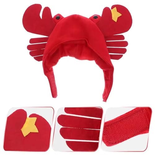 Dzrige Halloween Pet Crab Hat Red Plush Crab Hat Funny Cat Pup Small Pet Hat Halloween Crab Headwear for Halloween Masquerade Dress Up Cosplay thumbnail 2