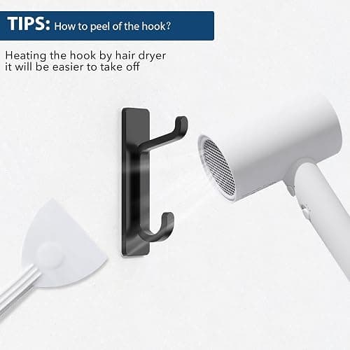 pickpiff Wall Hooks for Coat and Towel: 13LB Strong Adhesive Door Hanger Stick on, Black 4 Pack thumbnail 7