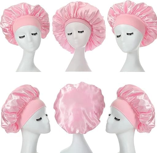 Satin Bonnet, Night Sleep Caps with Wide Elastic Band, Silk Wrap, Soft Head Cover Sleeping Hat for Women and Girls Curly Hair thumbnail 6