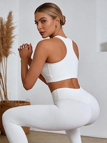 Workout Sets for Women 2 Piece High Waisted Seamless Leggings with Padded Stretchy Sports Bra Sets Gym Clothes thumbnail 4