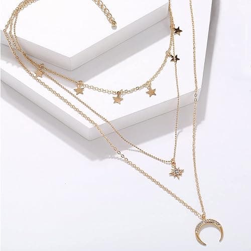 RINHOO FRIENDSHIP 4-6Pcs Multiple Layered Necklaces for Women Choker Necklace with Moon Star Coin Chain Necklace Jewelry for Women thumbnail 6