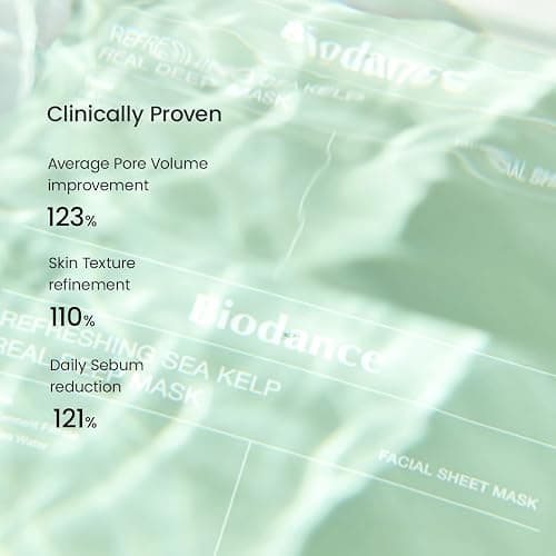 BIODANCE Refreshing Sea kelp Real Deep Mask, Overnight Hydrogel Mask, Calming, Oil & Sebum Control, Blemish Care, Korean Skin Care, Valentines Day Gifts for Her | 1.19oz(34g) x 4ea thumbnail 7