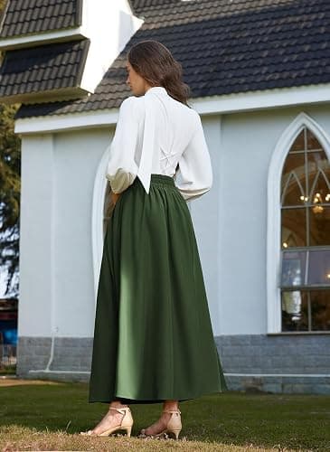 Scarlet Darkness Victorian Skirts for Women Renaissance High Waisted Long Skirt with Pockets thumbnail 5
