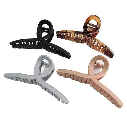 Nalodu Hair Claw Clips Large 4.3 Inch No Slip Big Matte Jaw Butterfly Clip Clamp 4 Colors for Thin Fine Thick Hair Women, 4 Pack - Image 1