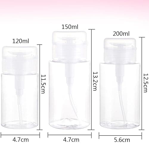 3Pcs Pump Dispenser, Push Down Polish Makeup Cleanser Alcohol Liquid Acetone Pump Dispenser, for Nail Art Polish Makeup Remover Liquid Bottle Tools(120ml 150ml 200ml) thumbnail 3