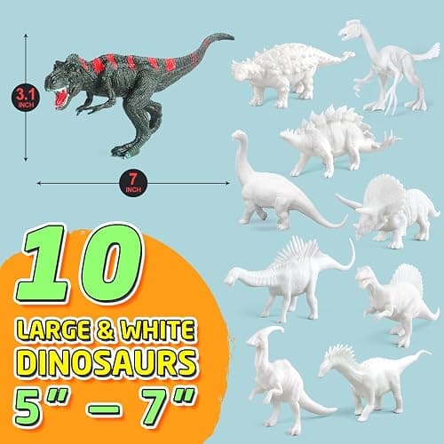 BAODLON Kids Arts Crafts Set Dinosaur Toy Painting Kit - 10 Dinosaur Figurines, Decorate Your Dinosaurs, Create a Dino World Painting Toys Gifts for 5, 6, 7, 8 Year Old Boys Kids Girls Toddlers thumbnail 3