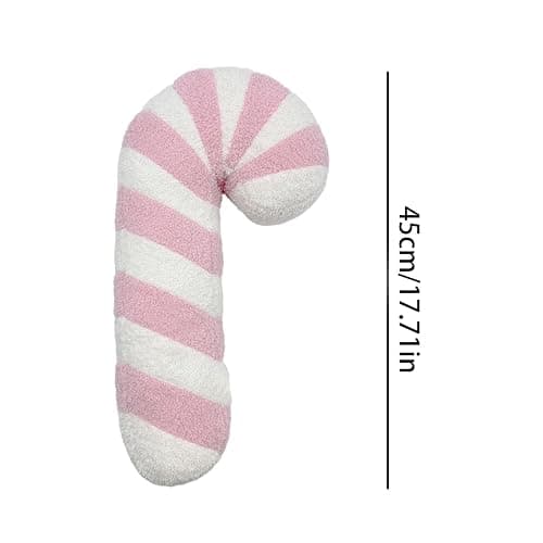 Honhoha Candy Cane Shaped Pillow, 17 Inch Pillows Candy Cane, Stuffed Lollipop Plush, Cartoon Candy Canes Printed Decorative Pillows, Supplies for Couch Cushion thumbnail 3