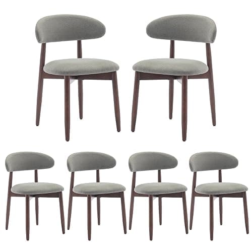 COLAMY Wooden Dining Chairs Set of 6, Modern Fabric Upholstered Kitchen Side Chairs, Farmhouse Dining Room Chairs with Foot Pegs, Green thumbnail 8
