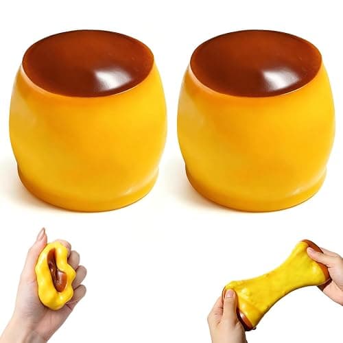 2PCS Crunchy Squishy Stress Ball, Caramel Pudding Stress Ball Squishy, Portable Handheld Sensory Toy, Ideal Anxiety‑Relief Gift for Adults, Cute Realistic Food-Desk Stress Relief - Image 1