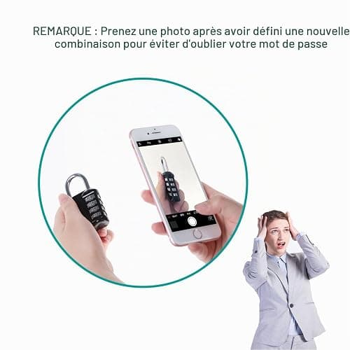 ZHEGE Cadenas Code 4 Chiffres, Cadenas a Code (1, Noir) | Cadenas a Chiffre Pour Casier Vestiaire Sport, College, Scolaire, Cadna avec Code Exterieur Pour Portail, Abri de Jardin thumbnail 7
